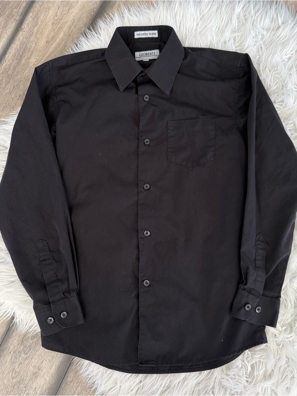 Boys Size 12 Black Long-Sleeve Button-Up Shirt